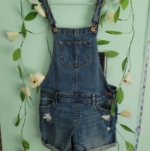 Abercrombie Kids blue Jean overall shorts